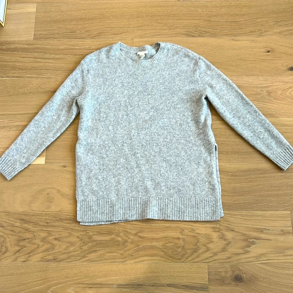 H&M Wool Sweater Gray Cozy Longline Long Sleeve Warm Knit Top Women Small Casual